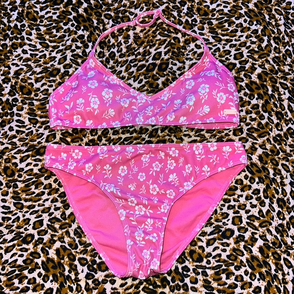 Pink floral Roxy two piece bikini